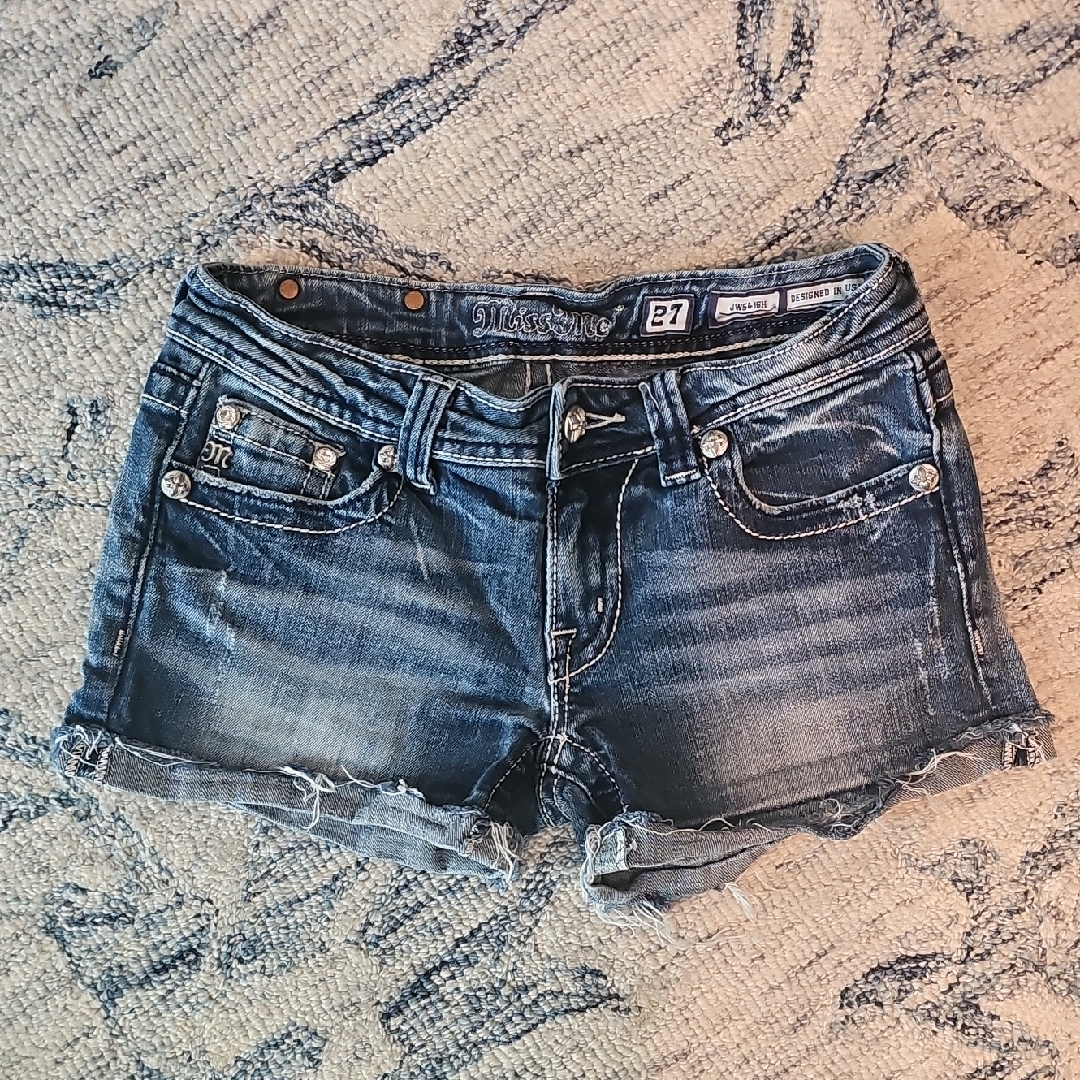 Mossimo Supply Co. Blue Jean Shorts With Distressed Frayed Hem